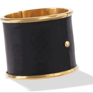 House of Harlow 1960 Black Leather Gold Cuff